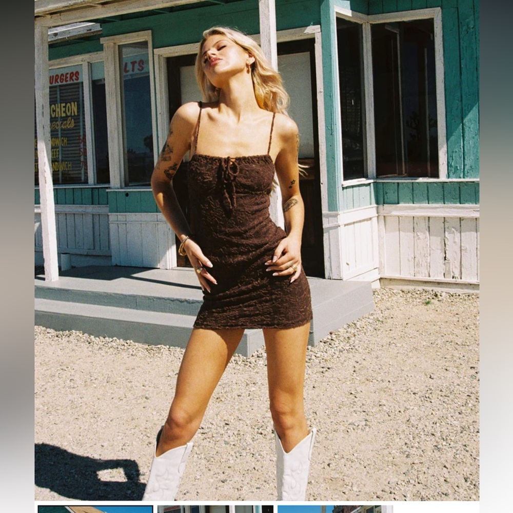 Princess polly Corrino Lace Mini Dress Brown size 0